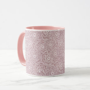 Mug Fleurs roses monochromes Dusty