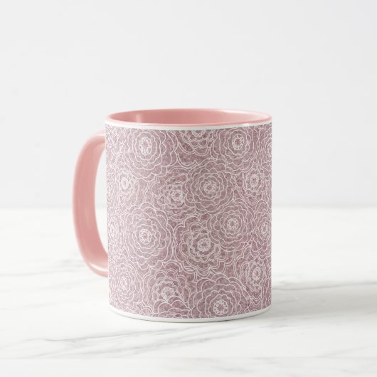 Mug Fleurs roses monochromes Dusty (Devant gauche)