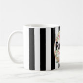 Mug Fleurs roses monogrammes rayures noires et blanche (Gauche)