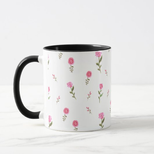 Mug fleurs roses motif (Gauche)