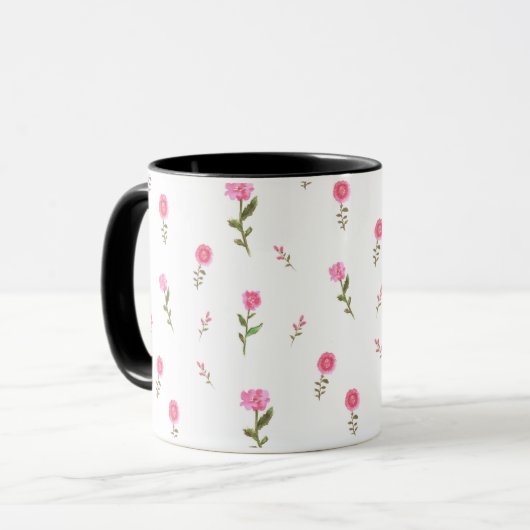 Mug fleurs roses motif (Devant gauche)
