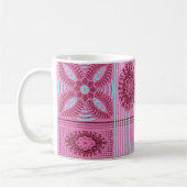 Mug fleurs roses rayures bleues Motif d'art vintage (Gauche)