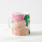 Mug Fleurs Roses rose et orange pâle (Devant gauche)