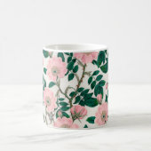 Mug Fleurs Roses roses et Motif Feuille vert (Centre)