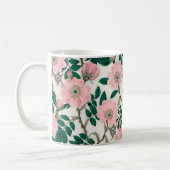 Mug Fleurs Roses roses et Motif Feuille vert (Gauche)