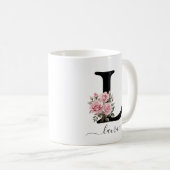 Mug Fleurs Roses Roses Fleur Monogramme Initiale L (Devant droit)