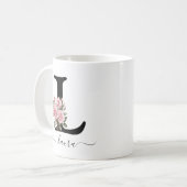 Mug Fleurs Roses Roses Fleur Monogramme Initiale L (Devant gauche)