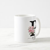 Mug Fleurs Roses Roses Fleur Monogramme Initiale P (Devant droit)