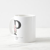 Mug Fleurs Roses Roses Fleur Monogramme Initiale P (Devant gauche)