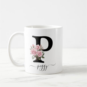 Mug Fleurs Roses Roses Fleur Monogramme Initiale P