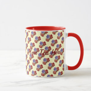 Mug fleurs roses rouges et bourgeons roses art floral