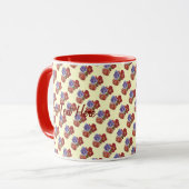 Mug fleurs roses rouges et bourgeons roses art floral (Devant gauche)