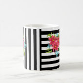 Mug Fleurs roses sans joint floral noir blanc rayé l (Centre)