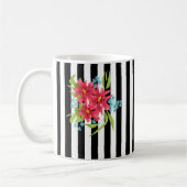 Mug Fleurs roses sans joint floral noir blanc rayé l (Gauche)