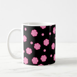 Mug Fleurs roses stylisées arrière - plans foncées.