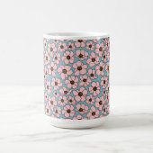 Mug Fleurs roses sur fond bleu (Centre)