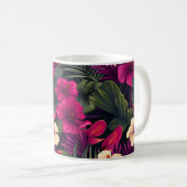 Mug Fleurs roses tropicales Motif Feuille (Devant droit)