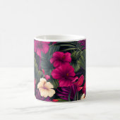Mug Fleurs roses tropicales Motif Feuille (Centre)