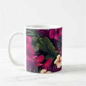 Mug Fleurs roses tropicales Motif Feuille (Gauche)