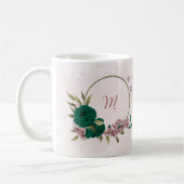 Mug fleurs roses vert émeraude  (Gauche)
