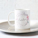 Mug Fleurs Roses Vierges<br><div class="desc">Cette décoration féminine est ornée d'une couronne avec des fleurs roses rousses et du feuillage.</div>