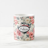 Mug Fleurs roses vintage corail (Centre)