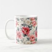 Mug Fleurs roses vintage corail (Gauche)