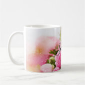 Mug Fleurs roses Vintages avec votre nom (Gauche)