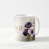 Mug Fleurs roses violettes Élégant doré (Devant droit)