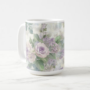 Mug Fleurs roses violettes romantiques