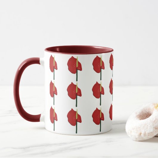 Mug fleurs rouges (Avec donut)