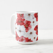 Mug Fleurs Rouges Blanches  (Devant gauche)