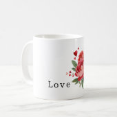 Mug Fleurs Rouges Cœurs Saint-Valentin (Devant gauche)