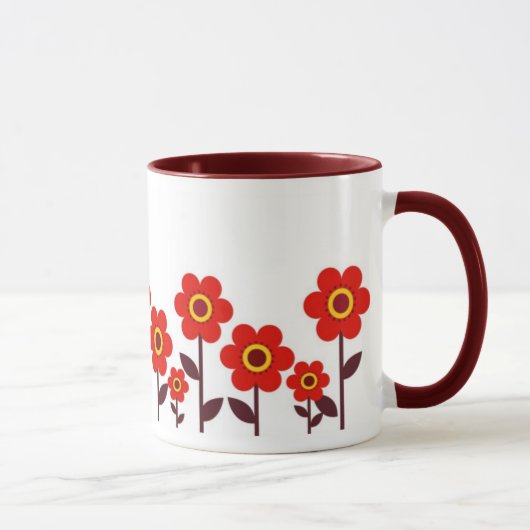 Mug Fleurs rouges de boue florale (Droite)