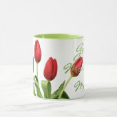 Mug Fleurs rouges de tulipes de maman bonjour (Centre)
