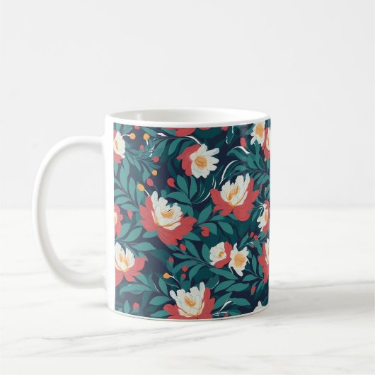 Mug Fleurs rouges et blanches (Gauche)