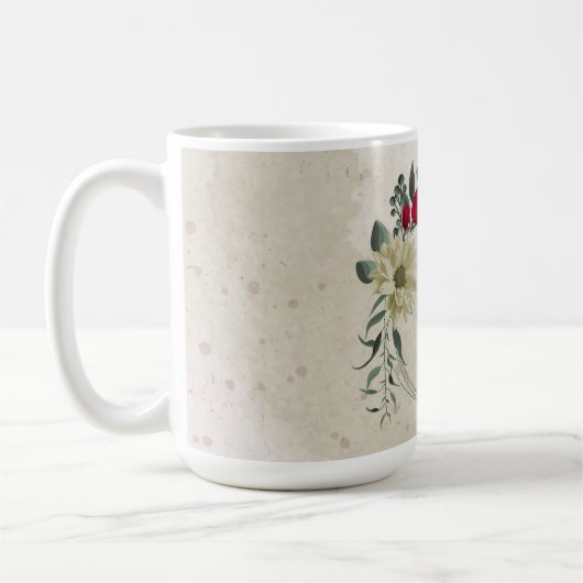 Mug fleurs rouges et jaune pâle verdure (Gauche)