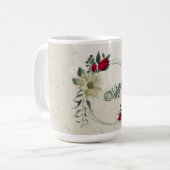 Mug fleurs rouges et jaunes pâles verdure (Devant gauche)