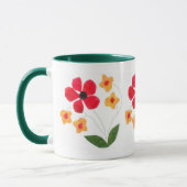 Mug Fleurs rouges et orange modernes en blanc (Gauche)