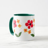 Mug Fleurs rouges et orange modernes en blanc (Devant gauche)