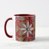 Mug Fleurs rouges et roses piquées découpées par main (Gauche)