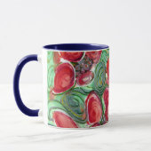 Mug Fleurs rouges, Imaginaire Feuille vert (Gauche)