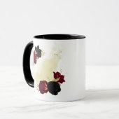 Mug fleurs rouges noires feuilles dorées (Devant gauche)