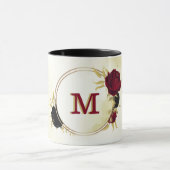Mug fleurs rouges noires or feuilles (Centre)