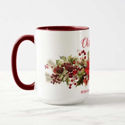 Mug Fleurs rouges Poinsettia Wreath Noël (Gauche)