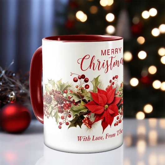 Mug Fleurs rouges Poinsettia Wreath Noël
