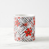 Mug Fleurs rouges sur fond blanc et noir. (Centre)