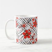 Mug Fleurs rouges sur fond blanc et noir. (Gauche)