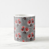 Mug Fleurs rouges sur gris (Centre)