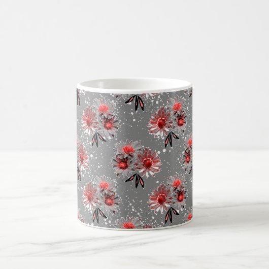 Mug Fleurs rouges sur gris (Centre)